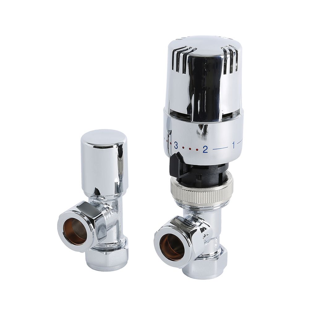 Robinets de radiateur d'angle thermostatique – Chromé