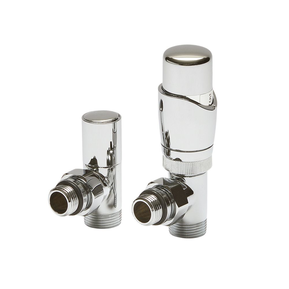 Robinet de radiateur thermostatique - Chromé - Adaptateurs cuivre 12mm