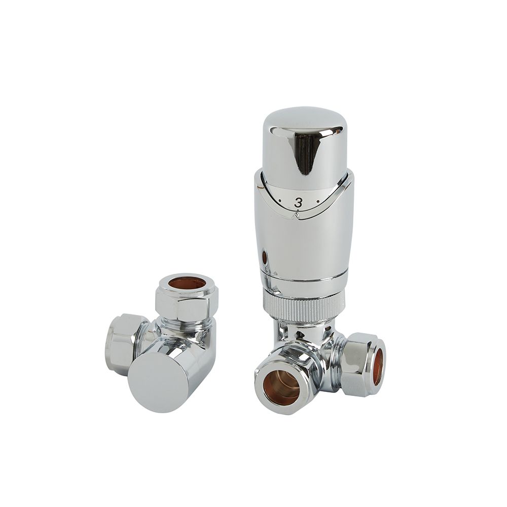 Robinets de radiateur d'angle thermostatiques - Chromé