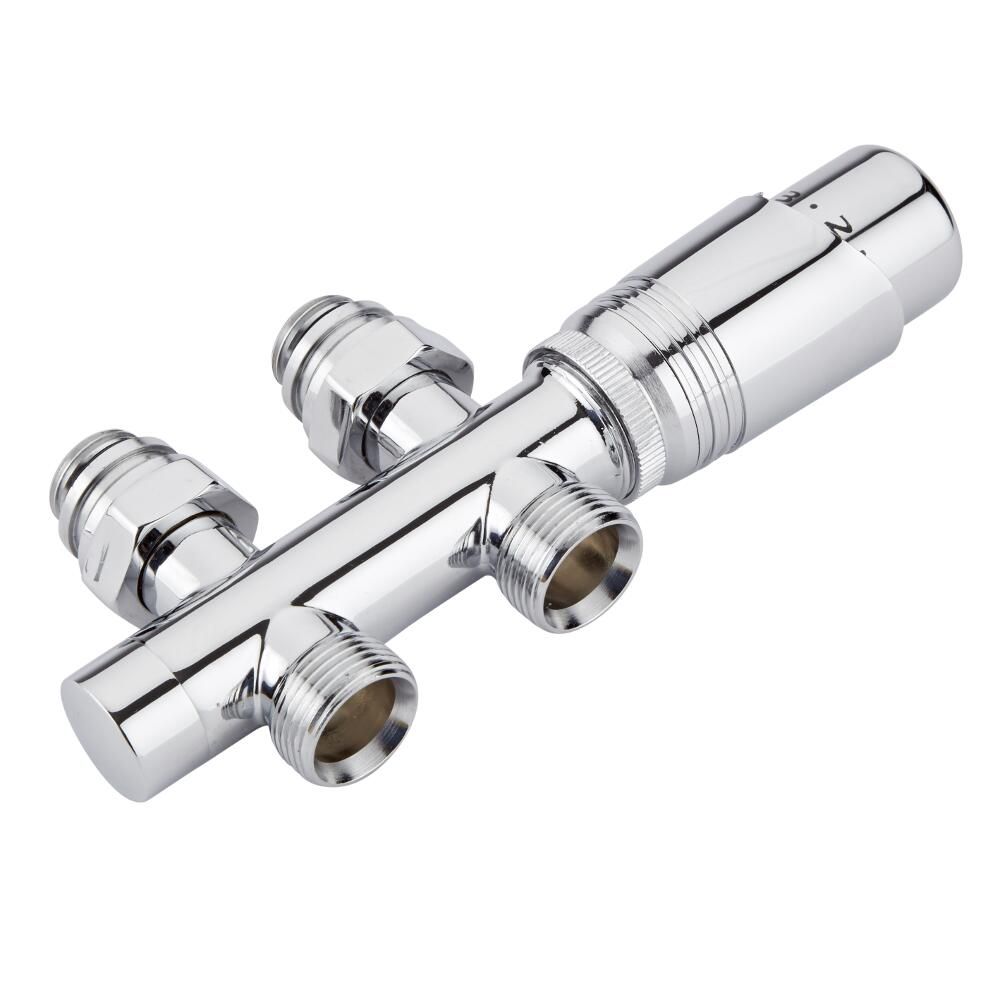 Robinet de radiateur thermostatique droit – Raccordement central - Choix d'adaptateurs