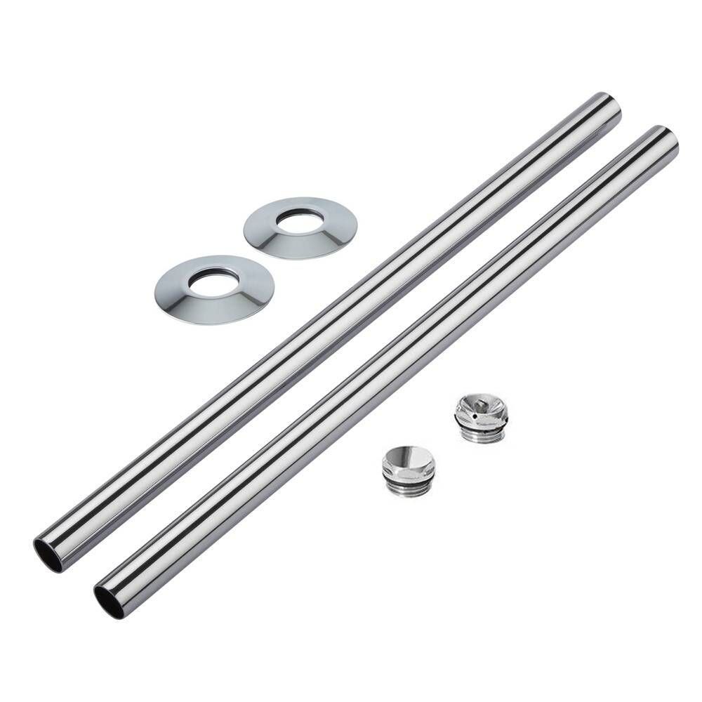 Gaine cache tuyauterie à finition chromée pour radiateur (lot de 2) - Windsor