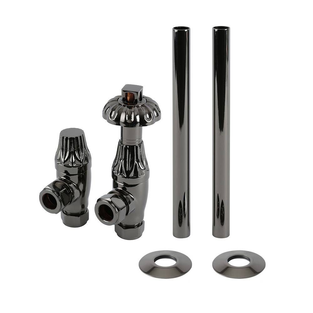 Robinet de radiateur d’angle thermostatique ancien – Avec kit de tuyauterie – Choix de finitions – Windsor