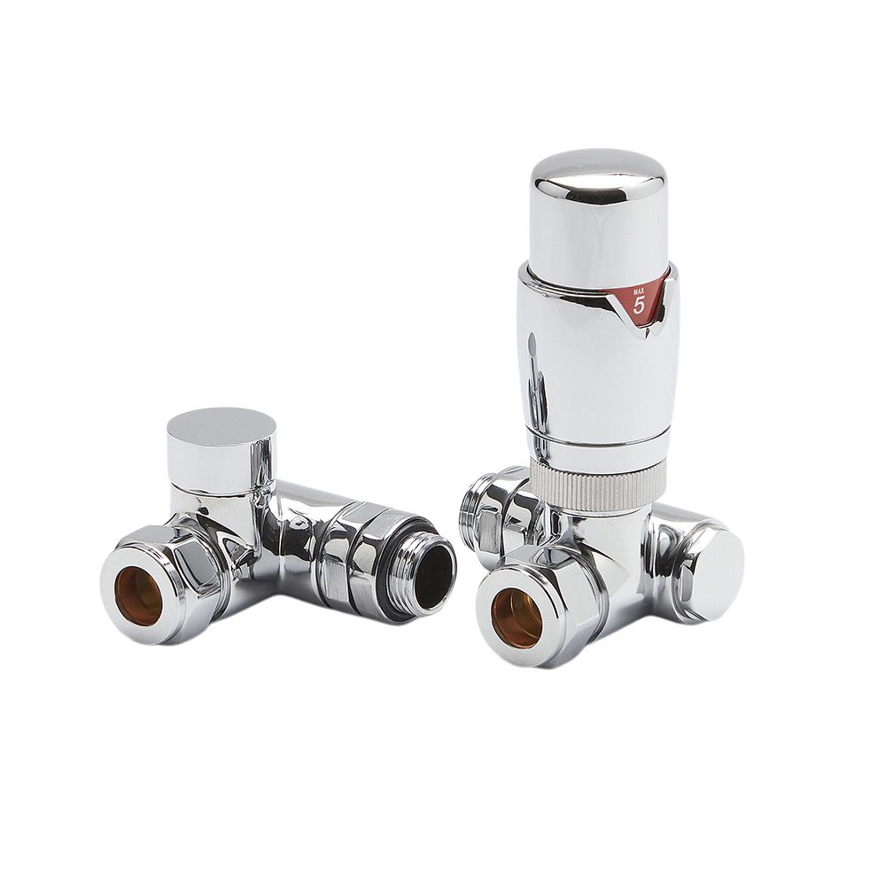 Robinets de radiateur thermostatiques d’angle mixtes – Chromé