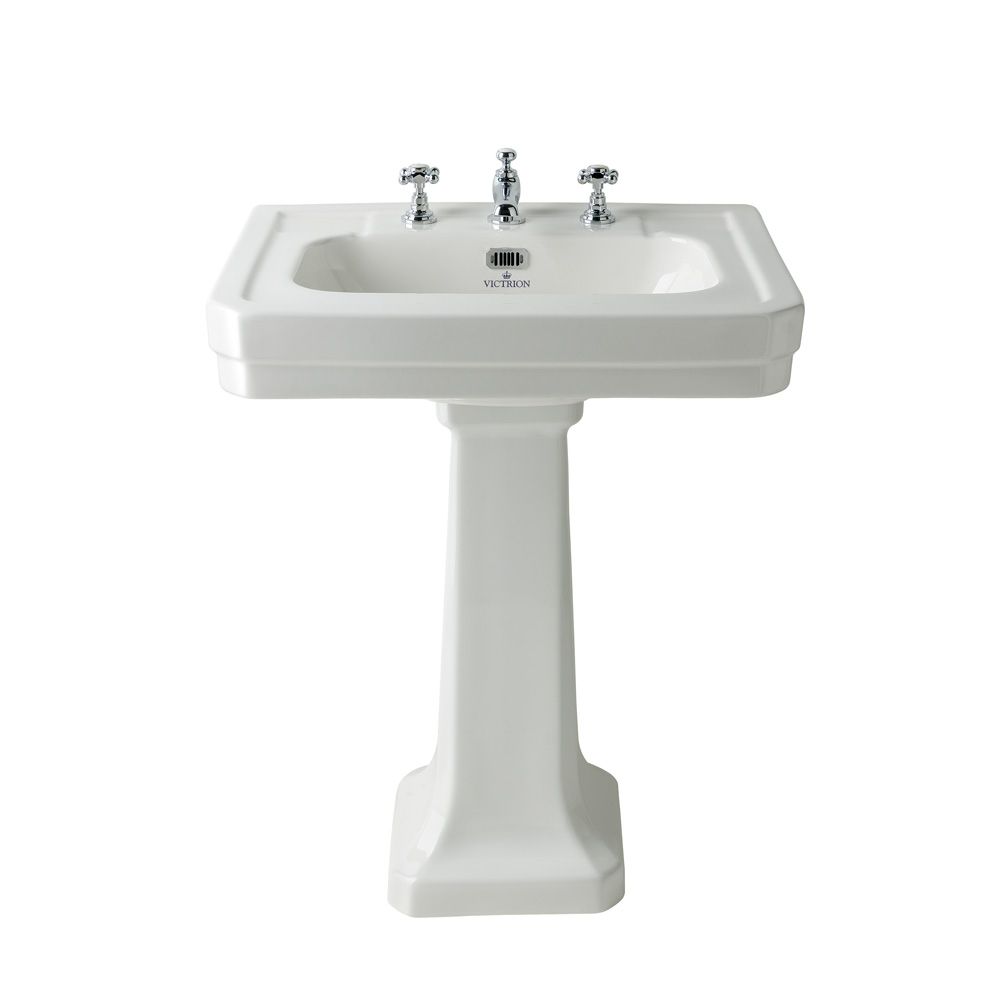 Lavabo sur colonne - 64 cm - 3 trous pour la robinetterie - Victrion