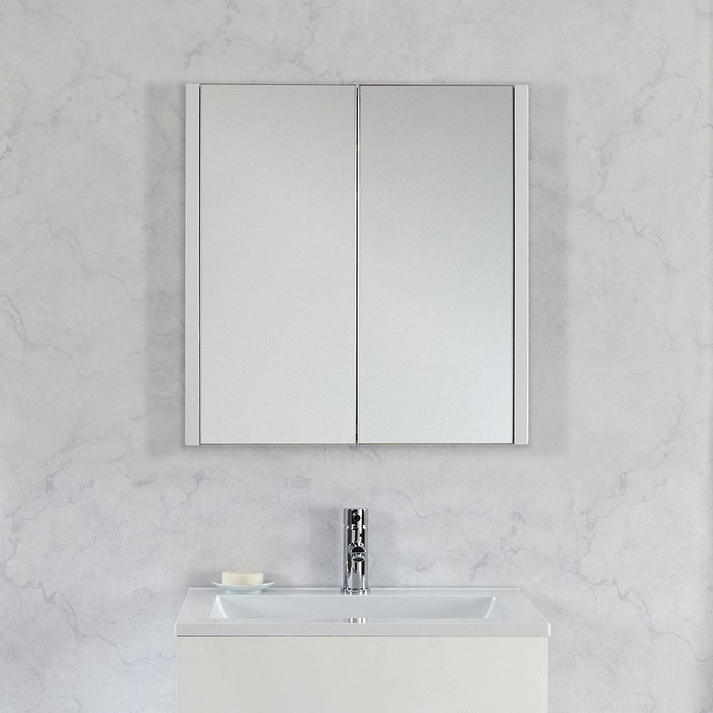 Armoire de toilette à miroir suspendu – Blanc – 65 cm x 60 cm - Cluo