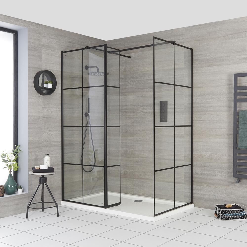 Douche italienne d’angle avec receveur – Choix de tailles et paroi de retour en option - Barq