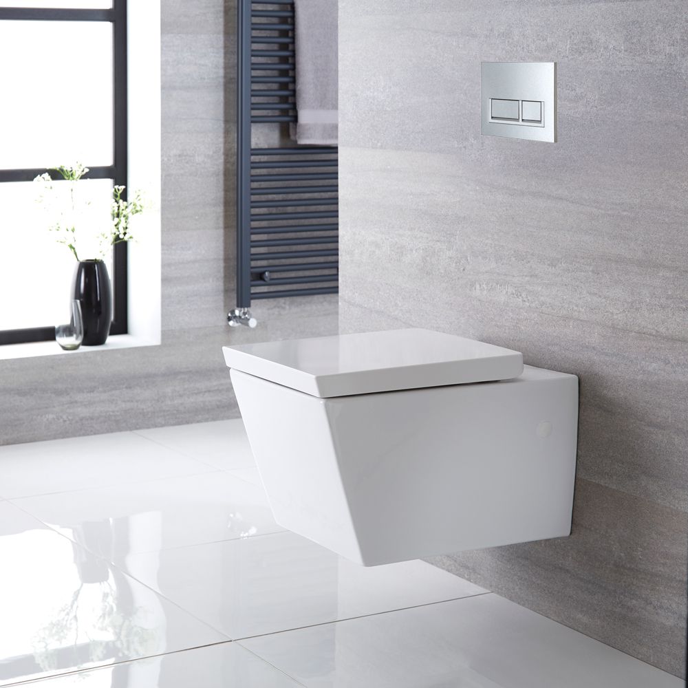 Pack WC suspendu - Avec bâti-support haut - Choix de plaque de déclenchement chasse d'eau - Halwell