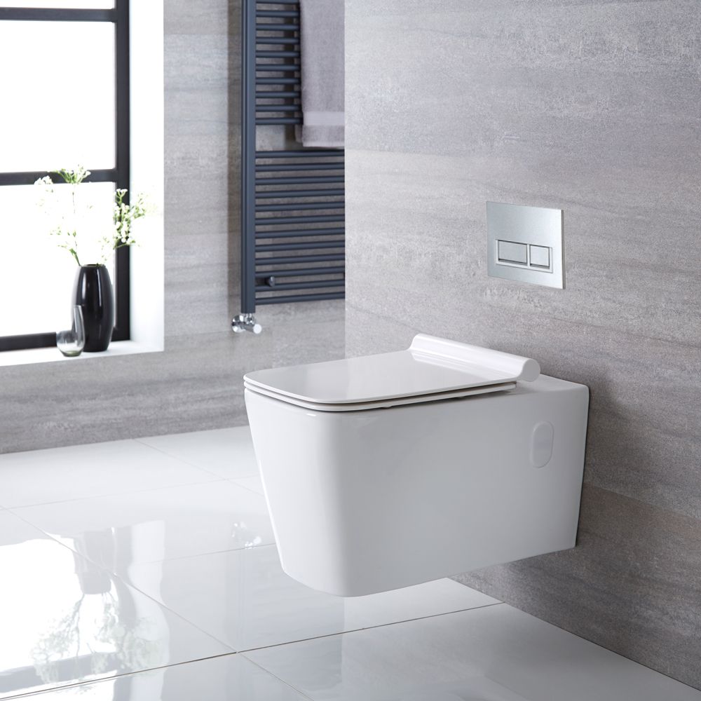 Pack WC suspendu - Avec bâti-support bas - Choix de plaque de déclenchement chasse d'eau - Sandford