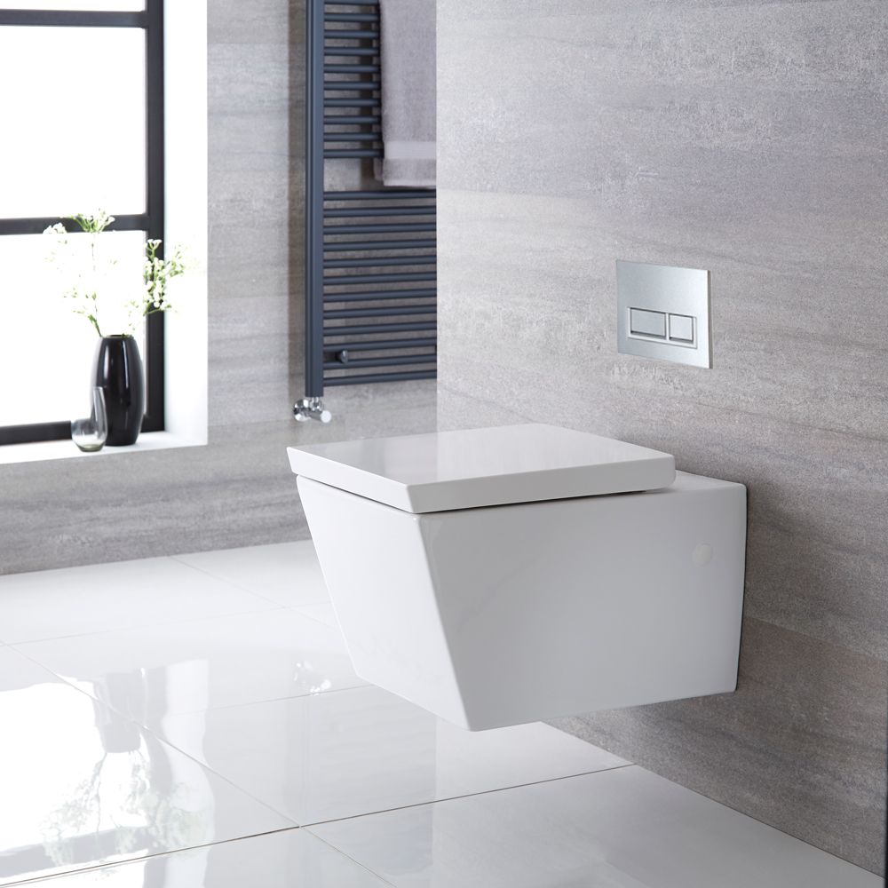 Pack WC suspendu - Avec bâti-support bas - Choix de plaque de déclenchement chasse d'eau - Halwell