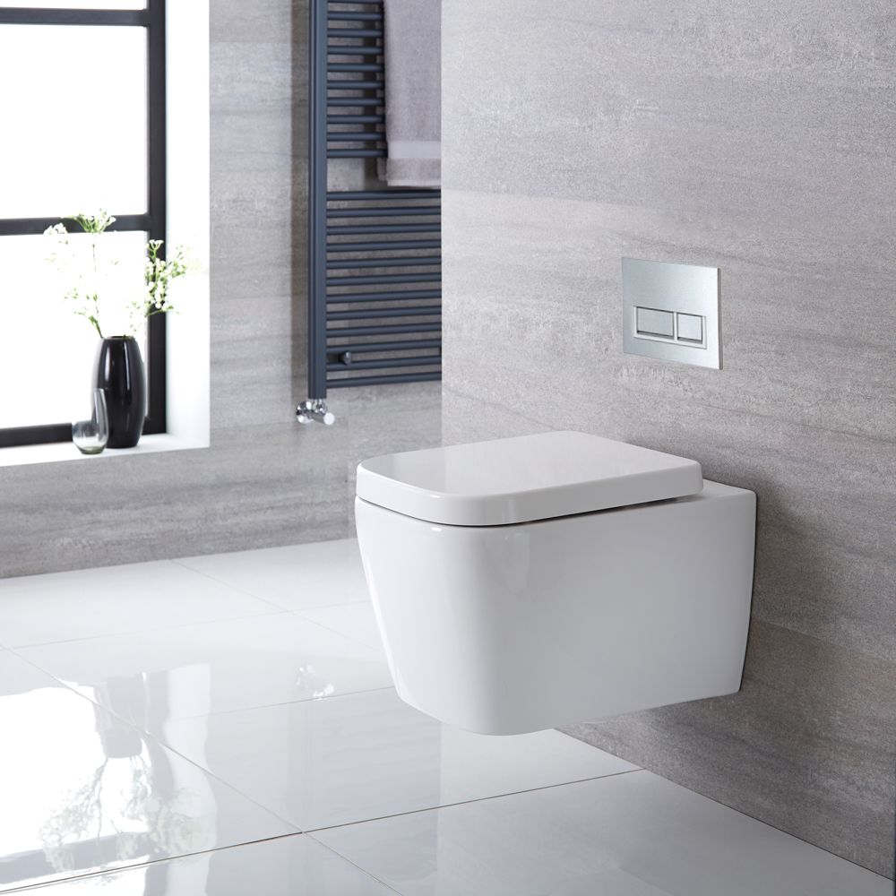 Pack WC suspendu - Avec bâti-support bas - Choix de plaque de déclenchement chasse d'eau - Milton
