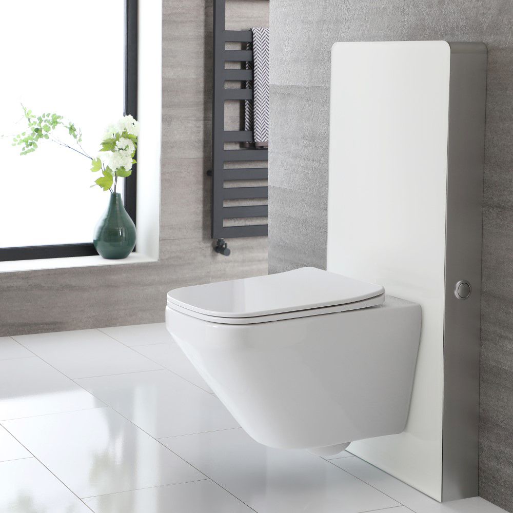 Meuble WC avec WC sans bride Exton - Blanc – 50 cm - Saru