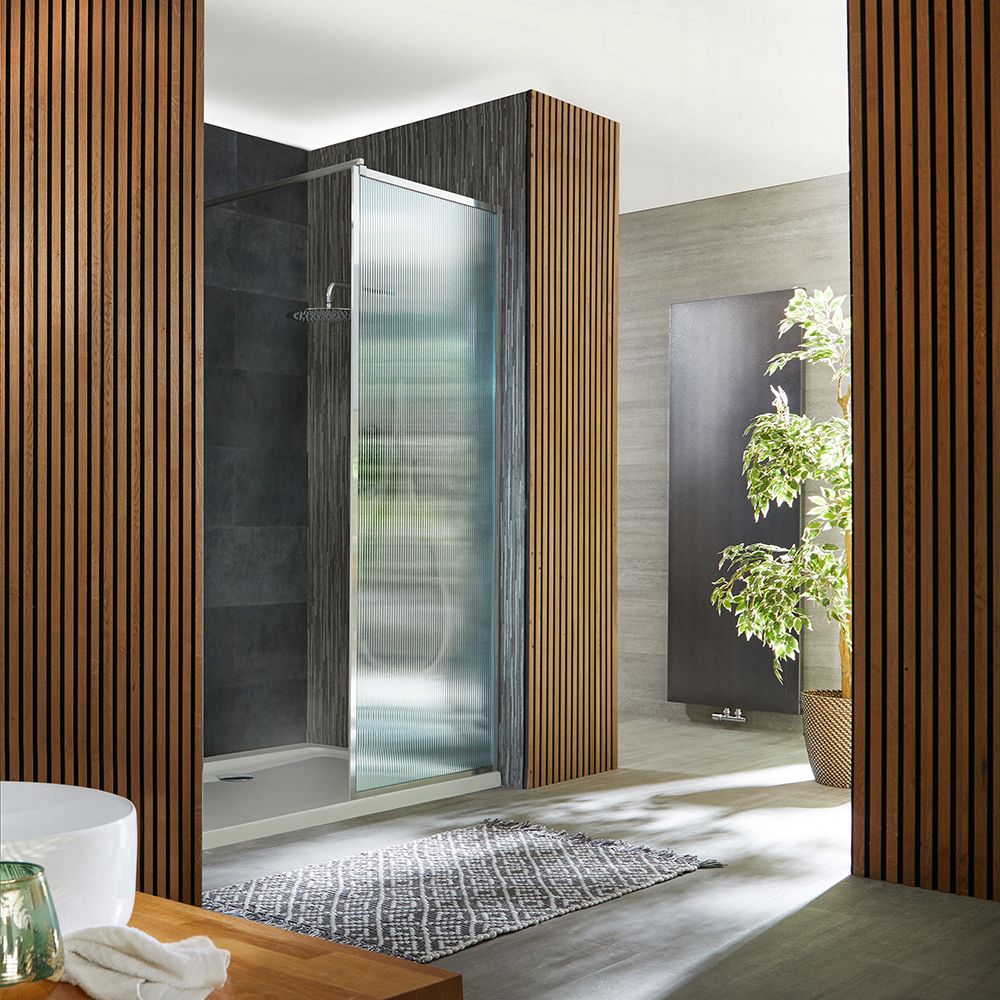 Douche italienne cannelée avec cadre - Avec receveur – Chromé – Choix de tailles – Florence