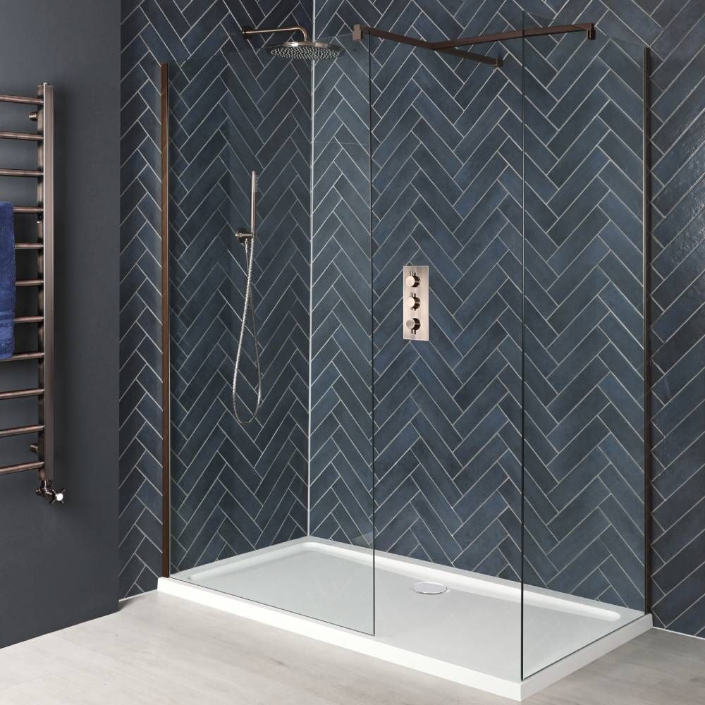 Douche italienne d’angle avec receveur – Tailles multiples – Cuivré – Eris