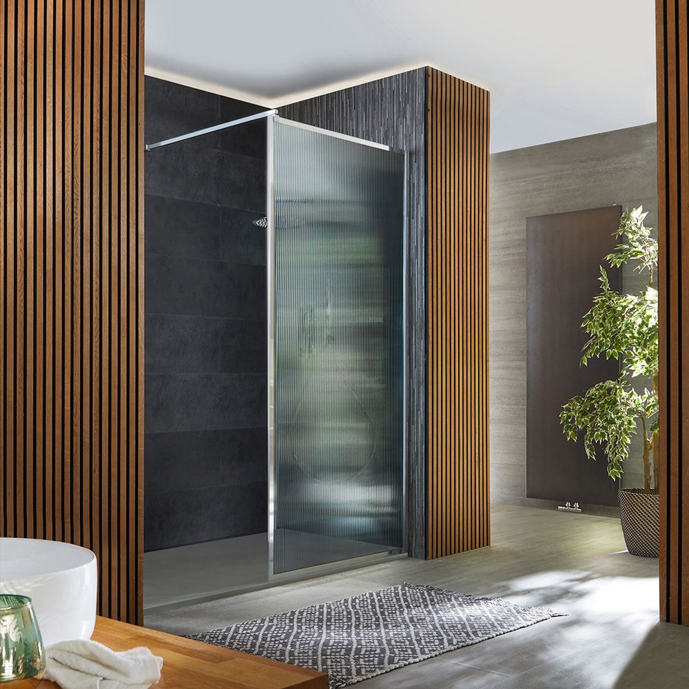 Paroi de douche italienne cannelée - Choix de tailles et de styles - Chromé - Florence