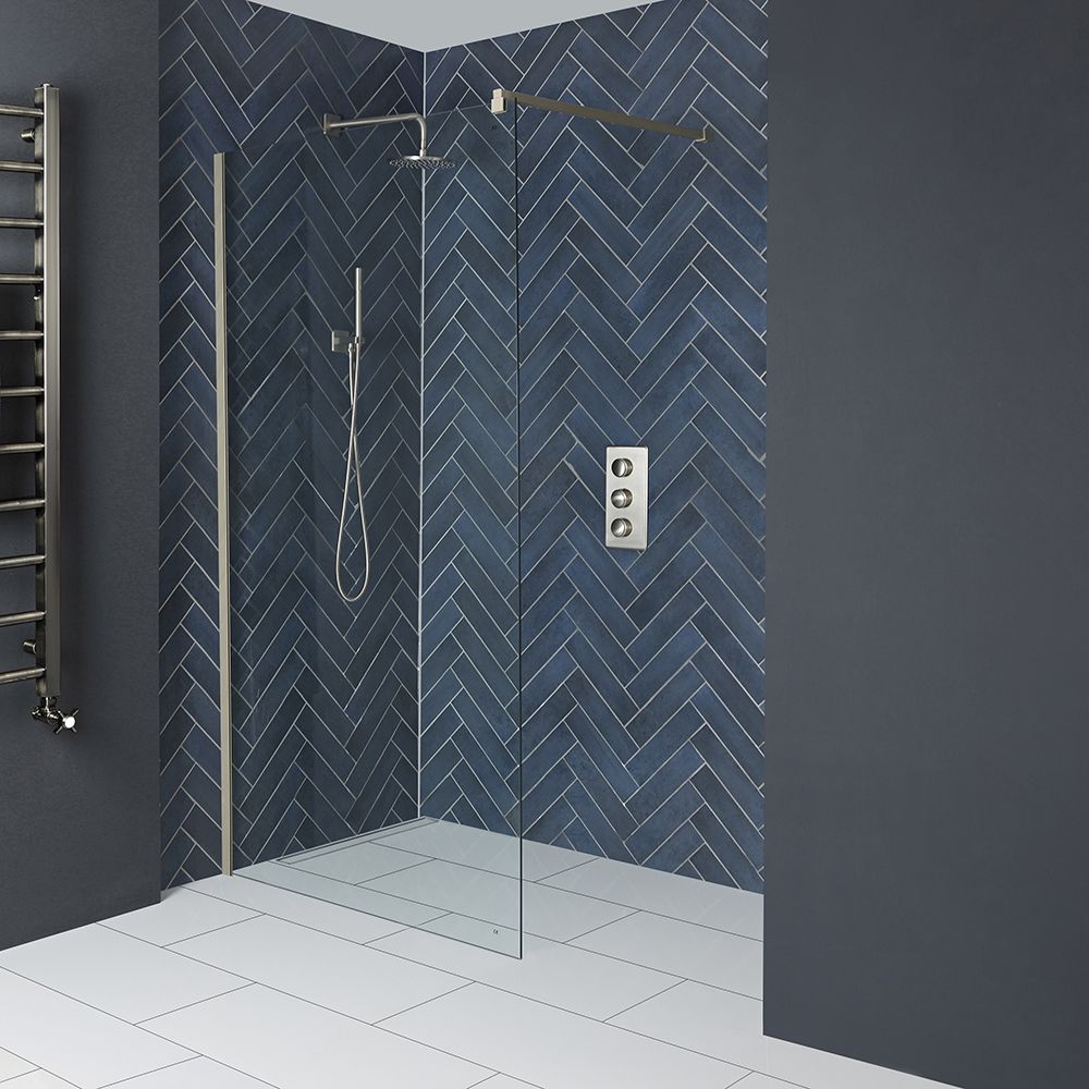 Paroi de douche italienne – 195 cm – Nickel brossé – Choix de tailles - Harting