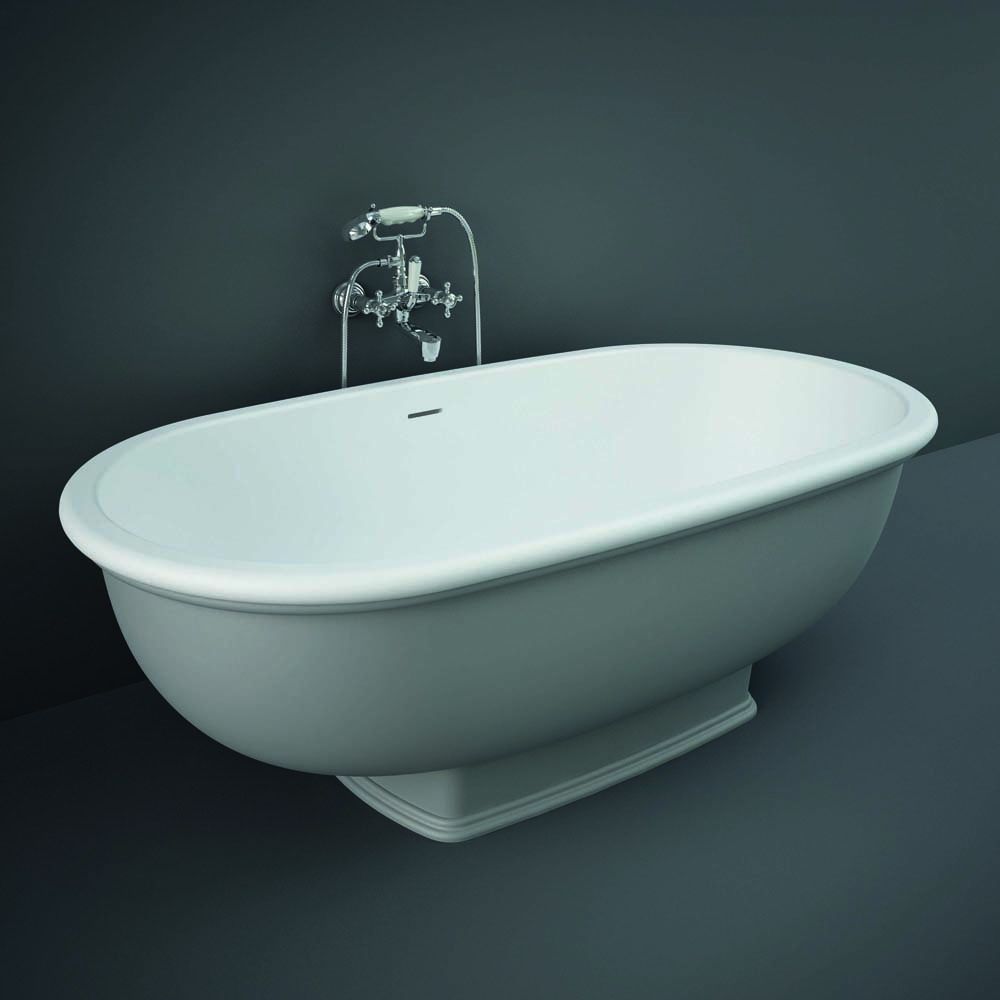 Baignoire îlot à double dos – Gris – 156 cm x 81 cm – RAK Washington x Hudson Reed