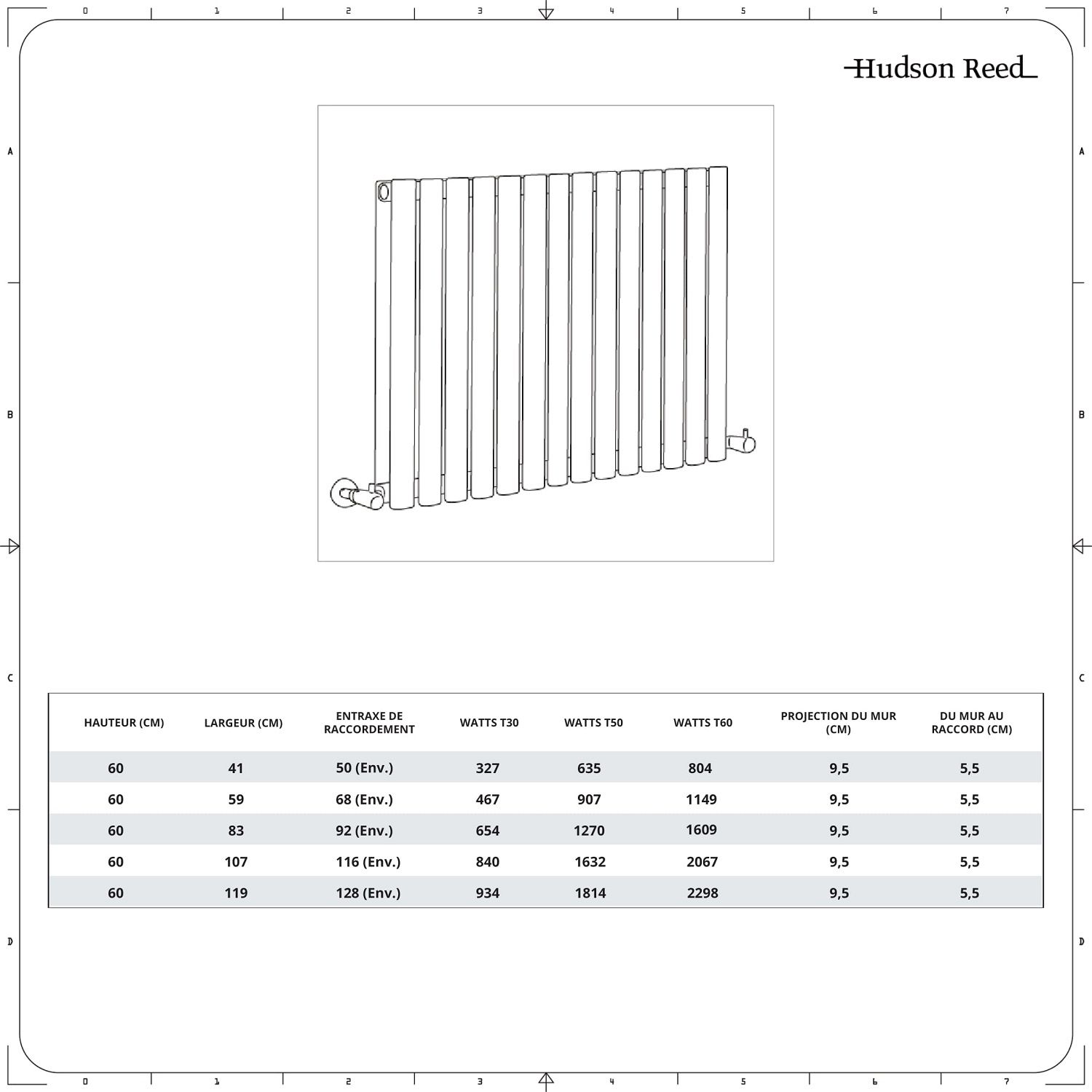 Radiateur design horizontal aluminium – 60 cm –– Anthracite – Choix de ...