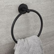 Anneau porte-serviettes noir mat - Nox
