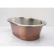 Vasque en cuivre rétro - 53 cm x 34,5 cm x 18 cm - Cuivre ancien avec intérieur en nickel