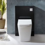 Kit WC à poser – Avec cuvette et abattant à fermeture douce – 50 cm – Noir – Saru