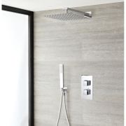 Kit de douche thermostatique avec inverseur, pommeau et douchette – Chromé – 2 fonctions - Kubix