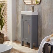 Meuble lave-mains WC - Avec lavabo – 40 cm – Choix de finitions et poignée – Warwick