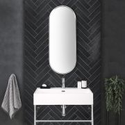 Miroir mural ovale – Chromé – 100 cm x 40 cm - Gianna