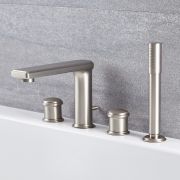 Robinet bain douche - 4 trous - Nickel brossé - Aldwick