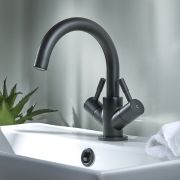 Mélangeur lavabo à bec pivotant - Noir - Nox