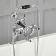 Robinet bain douche rétro – Commandes croisillons – Chromé et noir - Elizabeth