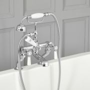 Robinet bain douche avec commandes à levier rétro - Chromé et blanc - Elizabeth