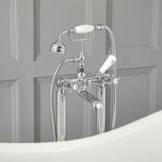 Hudson Reed Elizabeth - Mélangeur bain douche îlot rétro - Commande en croisillon - Avec douchette - Choix de finitions