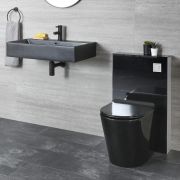 Ensemble WC à poser avec meuble et lavabo suspendu – Noir - Nox