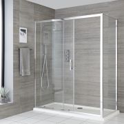 Porte de douche coulissante avec paroi de retour en option – Choix de tailles – Portland