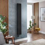 Radiateur design électrique vertical – Noir – Choix de tailles et de thermostat Wi – Fi et options de câblage ou sur prise – Vitality Slim – ECOSO par Hudson Reed