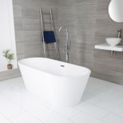 Baignoire îlot moderne ovale – Blanc – 169,5 cm x 75 cm – Choix de finition du trop-plein – Covelly