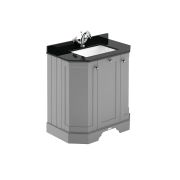 Meuble de salle de bain rétro – Avec plan de travail en marbre noir – 77 cm – Choix de finitions et de vasques – Old London