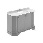 Meuble de salle de bain rétro – Avec plan de travail en marbre blanc – 122 cm – Choix de finitions et de vasques – Old London