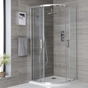 Cabine de douche quart de cercle - Chrome - Choix de finitions de receveur à effet texturé – Portland