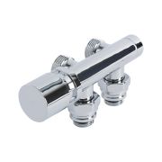 Robinet de radiateur d'angle - Chromé – Raccordement central - Choix d'adaptateurs