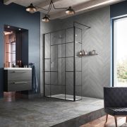 Douche italienne au design abstrait – Avec receveur – Noir – Choix de tailles et paroi de retour en option
