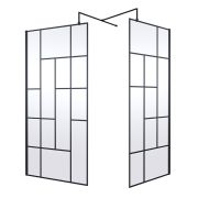 Douche italienne d’angle au design abstrait – Avec receveur – Noir – Choix de tailles et paroi de retour en option