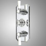 Mitigeur de douche thermostatique rétro encastré - 2 fonctions – Chromé et blanc - Elizabeth
