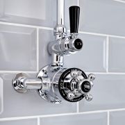 Hudson Reed Elizabeth - Mitigeur de douche thermostatique rétro exposé à 1 fonction - Chromé et noir