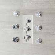 Lot de 6 Buses Hydromassantes Rondes en Laiton Massif Chromé - Round