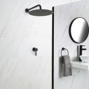 Kit de douche noir - Mitigeur mécanique encastrable & pommeau de douche Ø 30cm - Nox