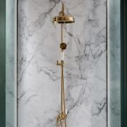 Colonne de douche rétro – Avec douchette et pommeau (sans robinetterie) – Or satiné – Elizabeth