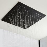 Pommeau de douche noir carré encastré plafond 40 x 40 cm - Nox