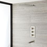 Mitigeur Thermostatique Douche - Pommeau Cascade & Bec Verseur - Nickel brossé - Aldwick