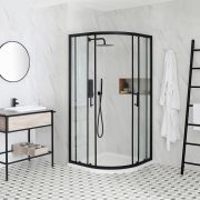 Porte de douche quart de cercle - Noir – Choix de tailles – Nox